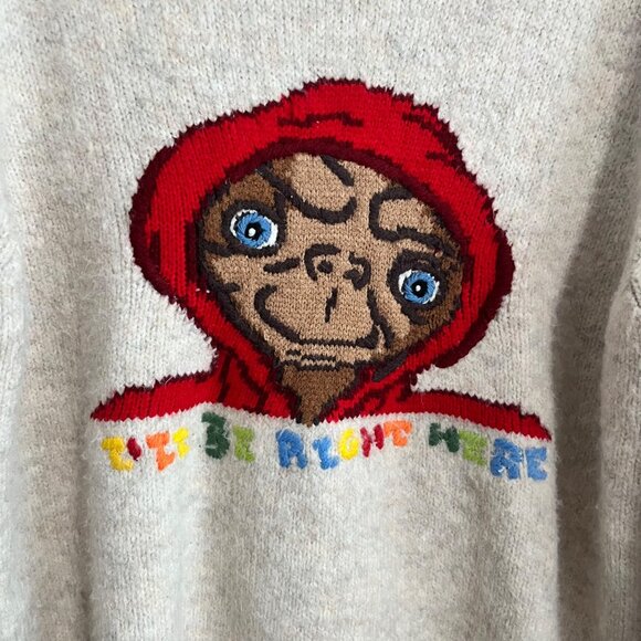 ZARA E.T. THE EXTRA TERRESTRIAL OVERSIZED KNIT SWEATER ALIEN ET LARGE XL BEIGE - Picture 4 of 8